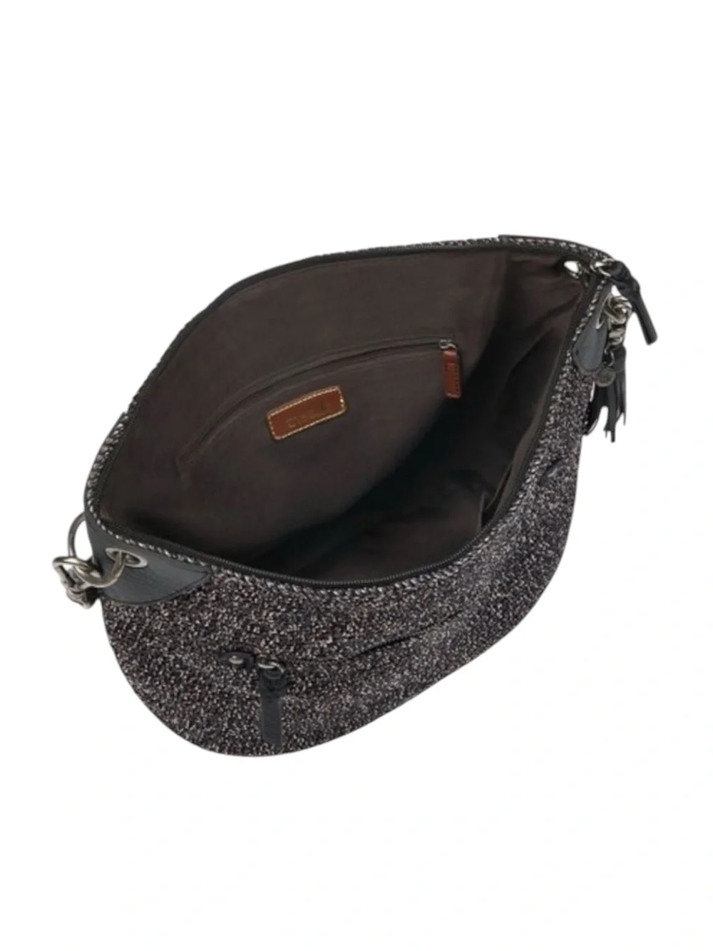 new The Sak ᯾ Indio Small Crochet Tote Handbag Bag ᯾ Urban Static Charcoal Knit